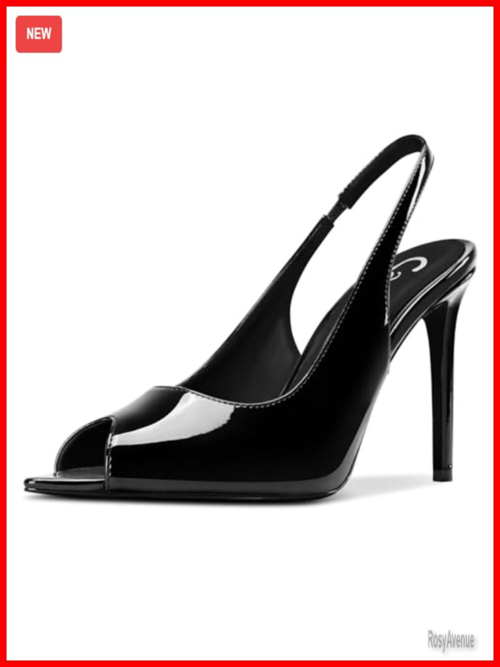 Women's Peep Toe Slingback Stiletto Heels 3.9 Inch Faux Leather Pumps